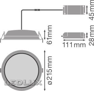 LEDVANCE DOWNLIGHT DL ALU 25W/3000K IP44 WT